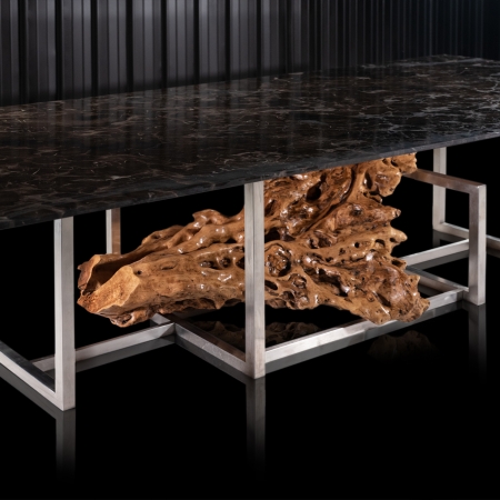 Design in legno di Ulivo secolare combinato con materiali contemporanei - MAZARA