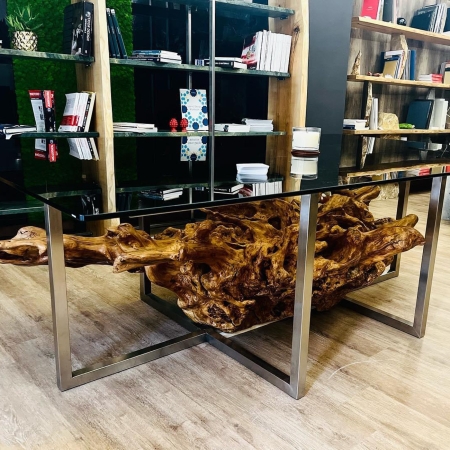 Design in legno di Ulivo secolare combinato con materiali contemporanei - MAZARA